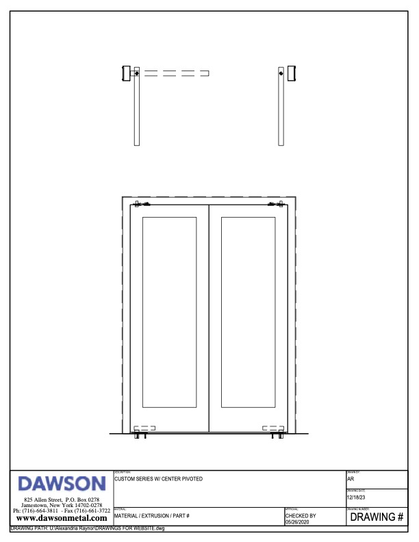 Custom Series Center Pivoted drawing DAWSON Doors Custom Series Center Pivoted drawing