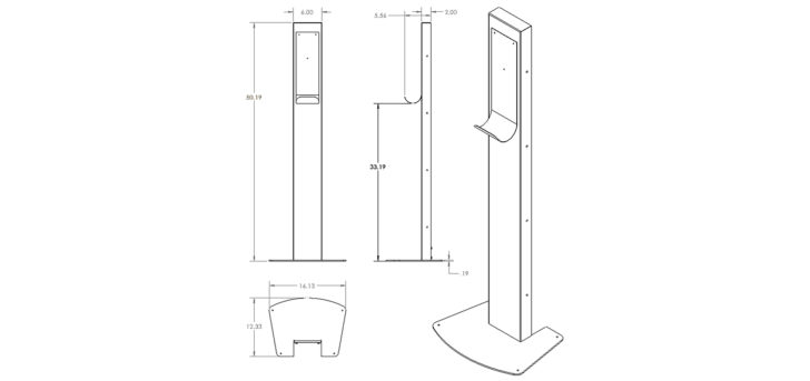 hand sanitizer stand dimensions