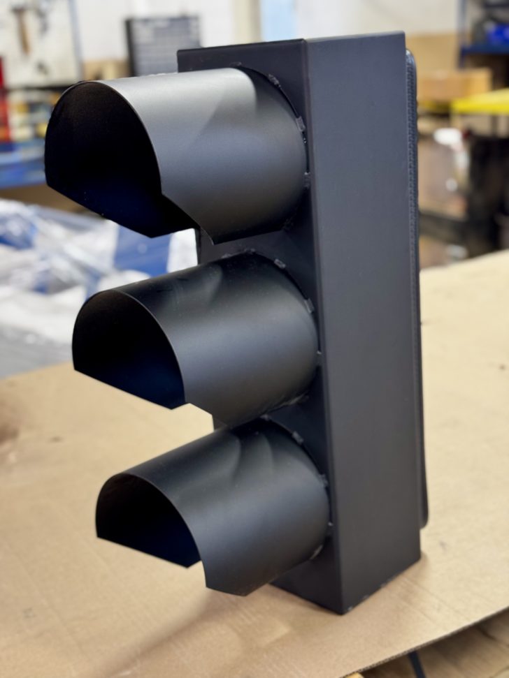 Painted Aluminum enclosure fabricated and finished for the Transportation Industry by DAWSON