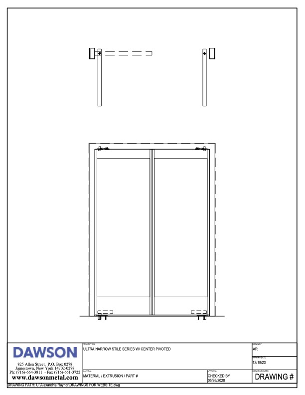 UNS Series Center Pivoted drawing DAWSON Doors UNS Series Center Pivoted drawing